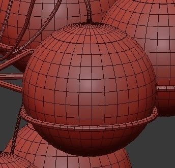 Untitled brass ceiling light with glass globes 3D model_2