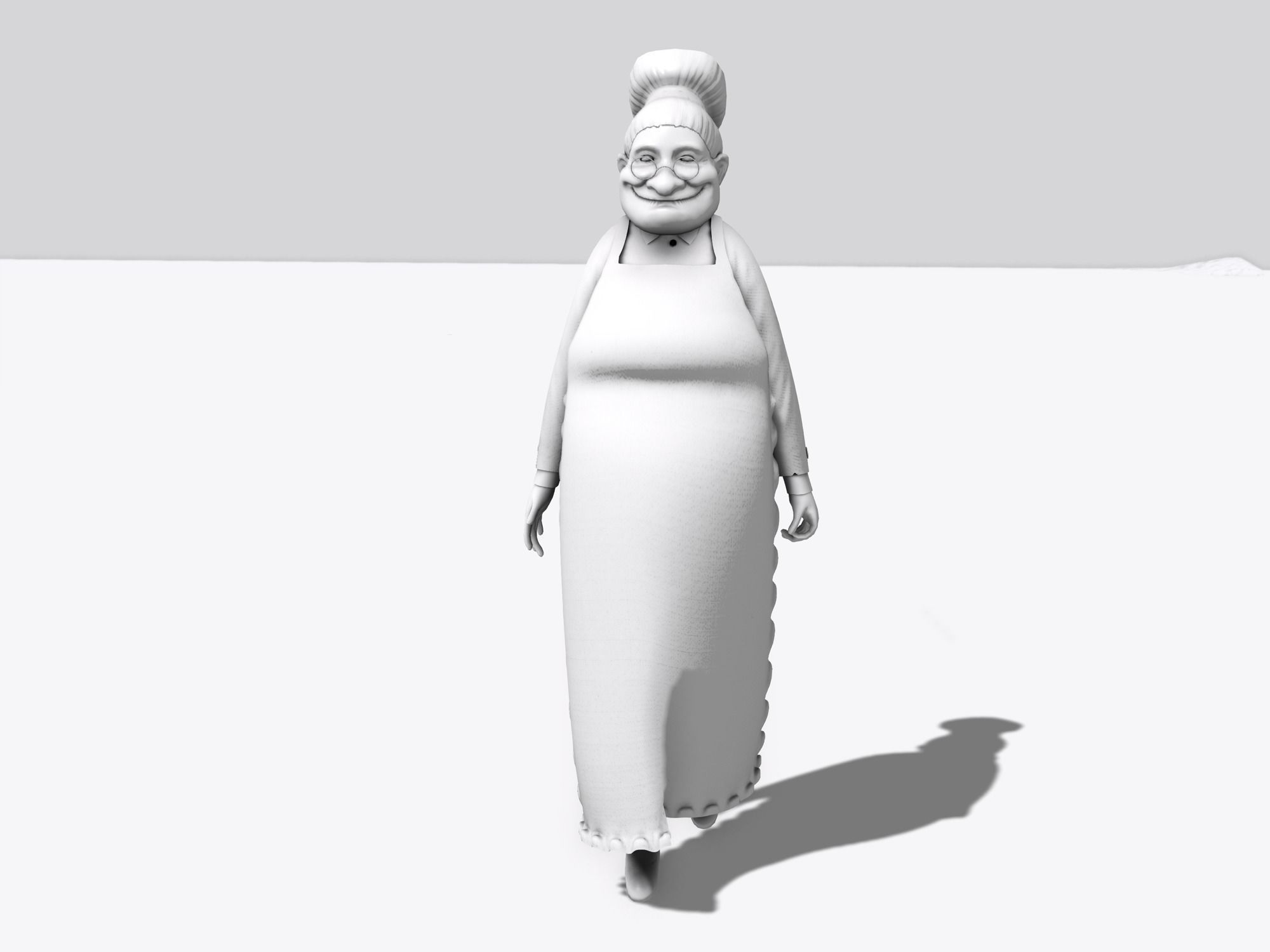 Rigged Grandma Old Woman Character Low-poly 3D model_3