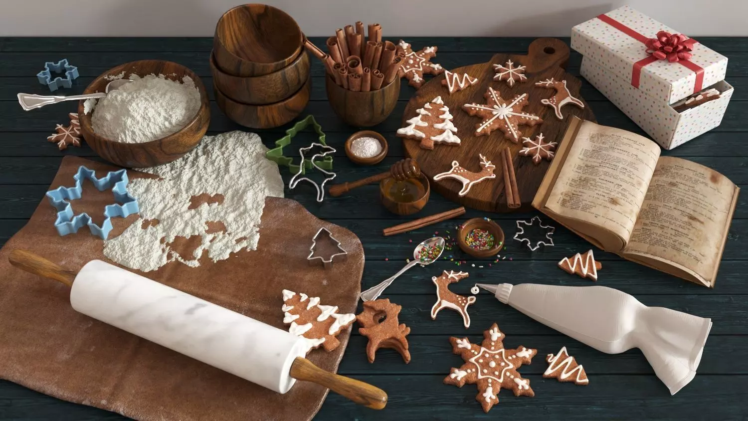 Cooking Christmas Gingerbread Cookies 3D model_0