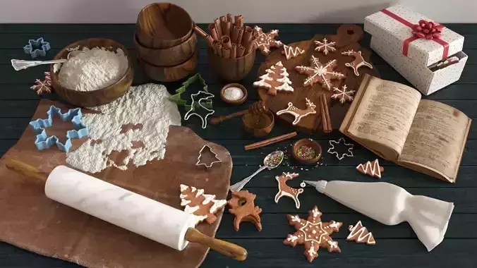 Cooking Christmas Gingerbread Cookies 3D model