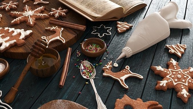 Cooking Christmas Gingerbread Cookies 3D model 3