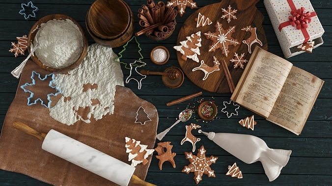 Cooking Christmas Gingerbread Cookies 3D model 2