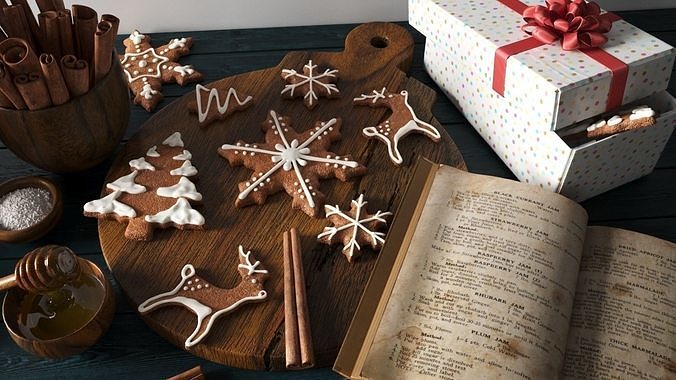 Cooking Christmas Gingerbread Cookies 3D model 4