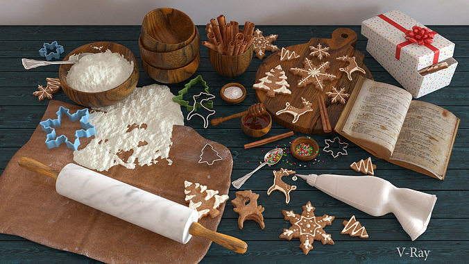 Cooking Christmas Gingerbread Cookies 3D model 7