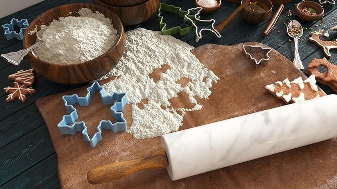 Cooking Christmas Gingerbread Cookies 3D model 6