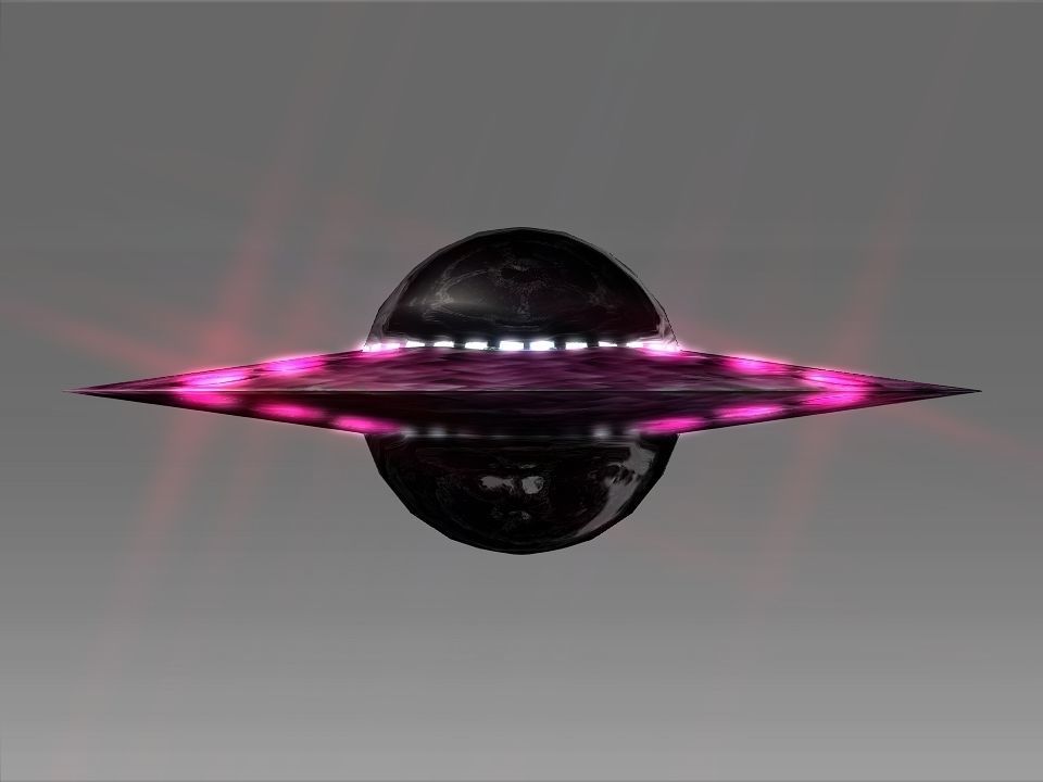 A UFO spaceship with lights Low-poly 3D model_2