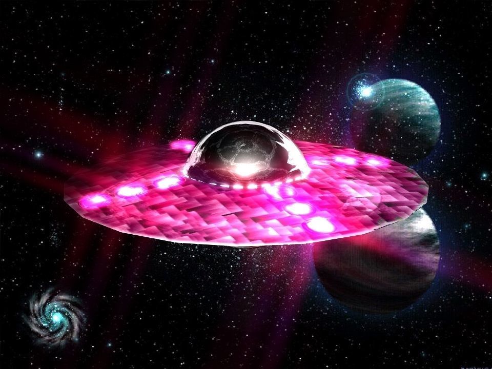 A UFO spaceship with lights Low-poly 3D model_8