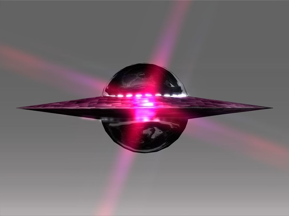 A UFO spaceship with lights Low-poly 3D model_14