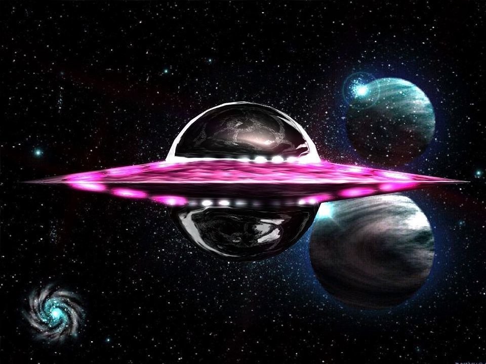 A UFO spaceship with lights Low-poly 3D model_9