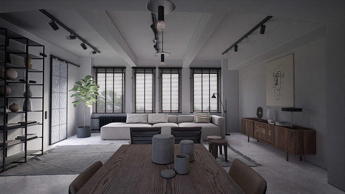 UE4 Realism Vintage Style Living Room DAY Scene in UE4 3D model