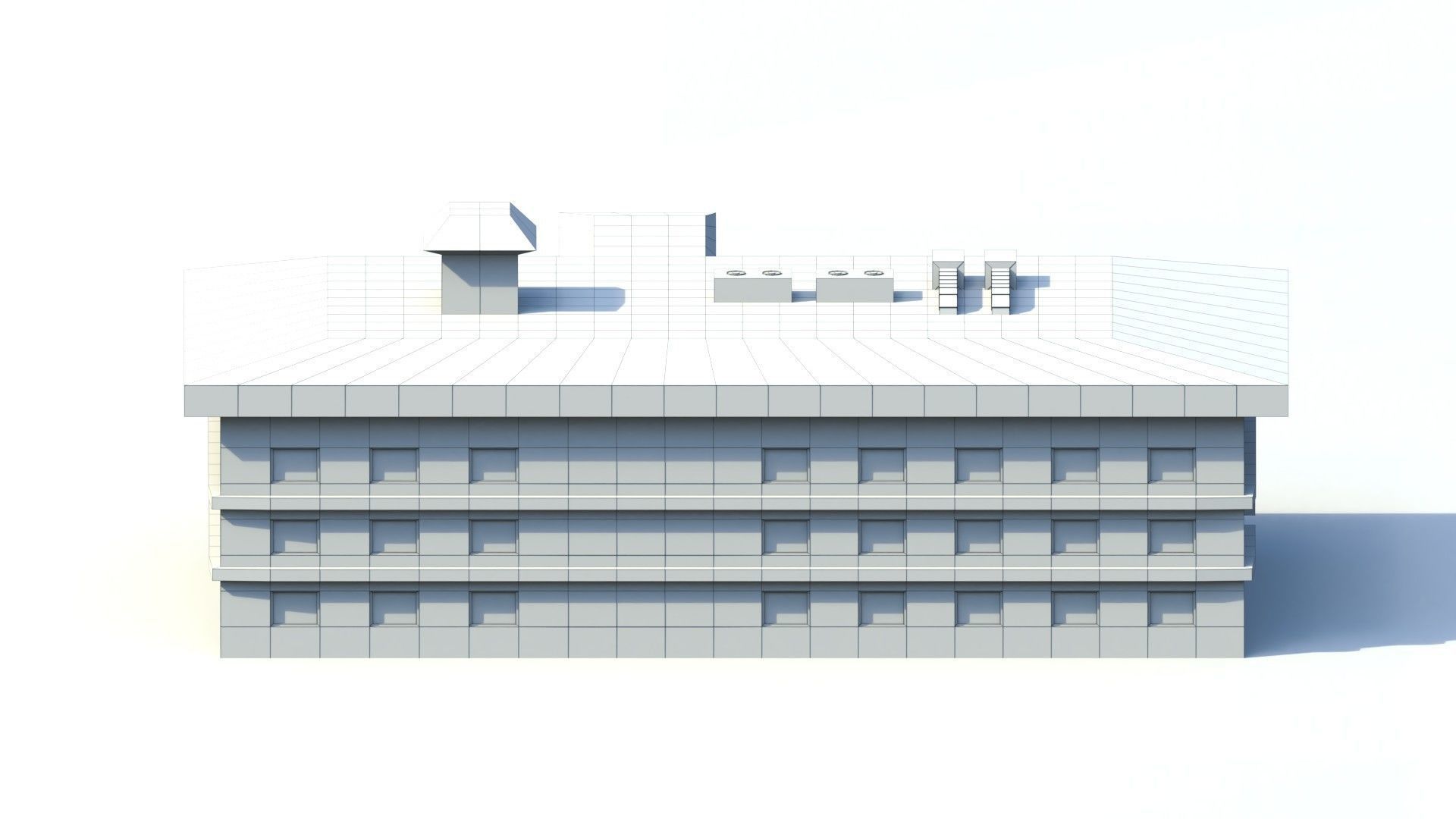 Low Poly Hotel Building Low-poly 3D model_7