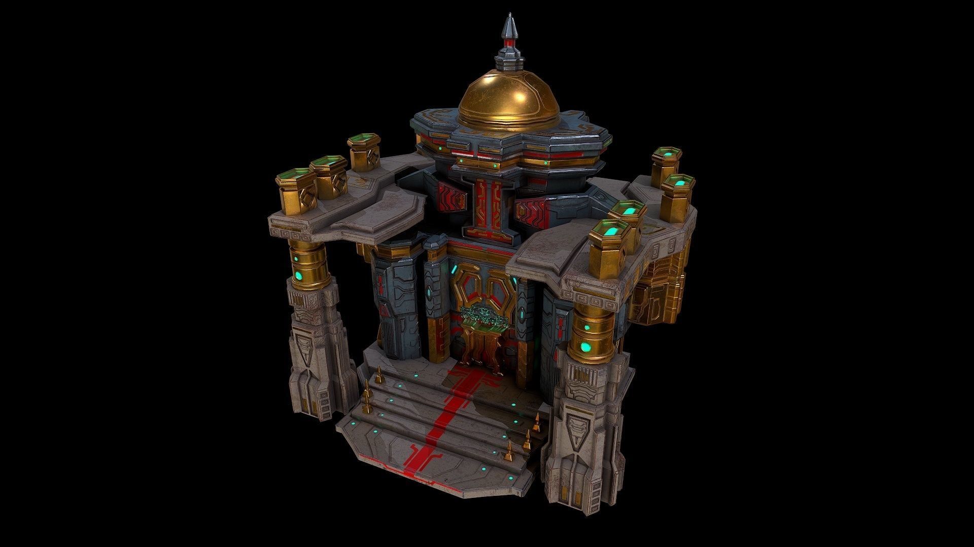 3D model Low poly sci fi palace building environment asset VR / AR ...