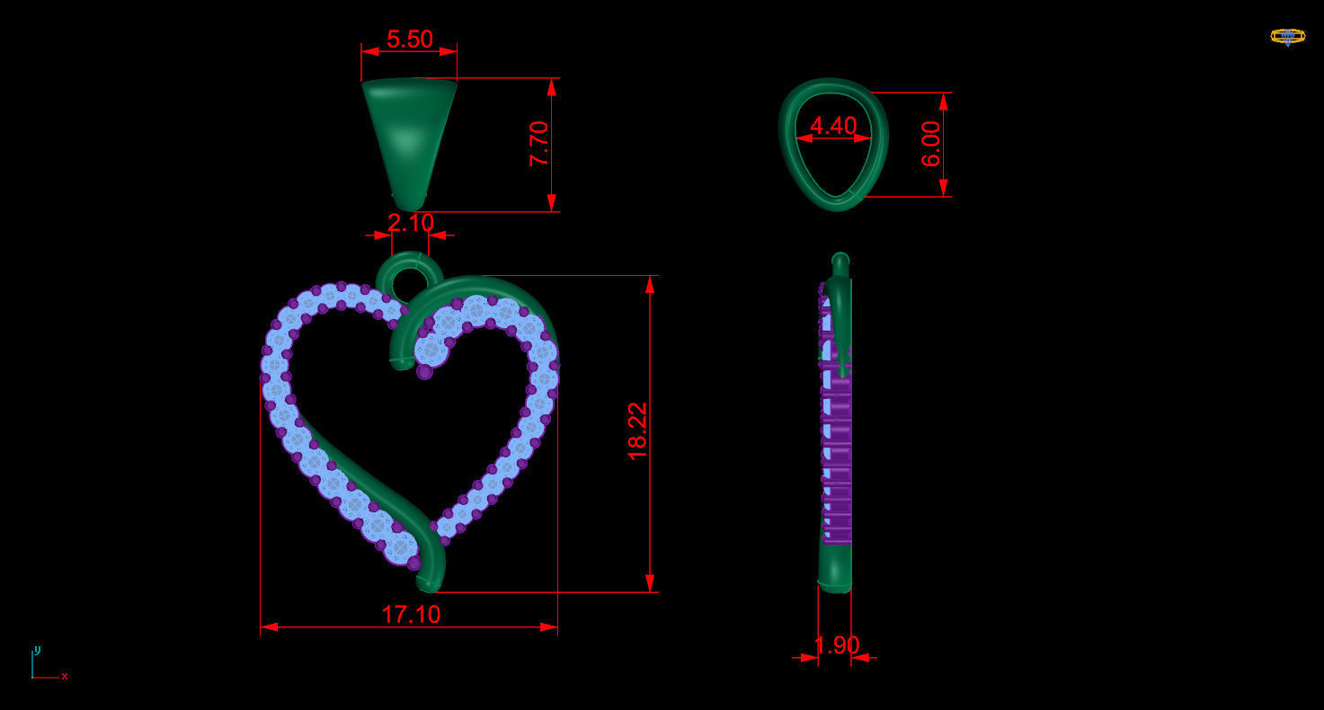 Pendant 5 Heart 3D print model_5