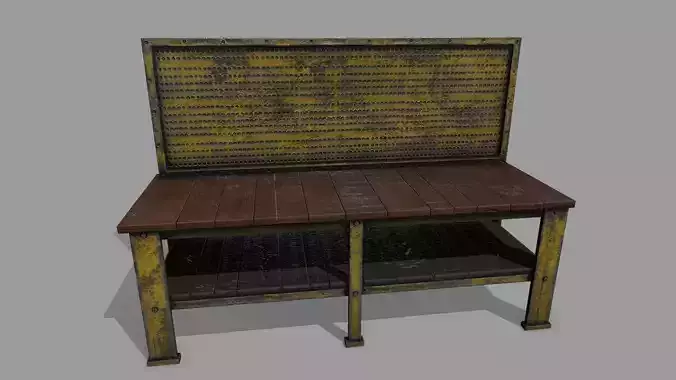 workbench bench made of wood and metal