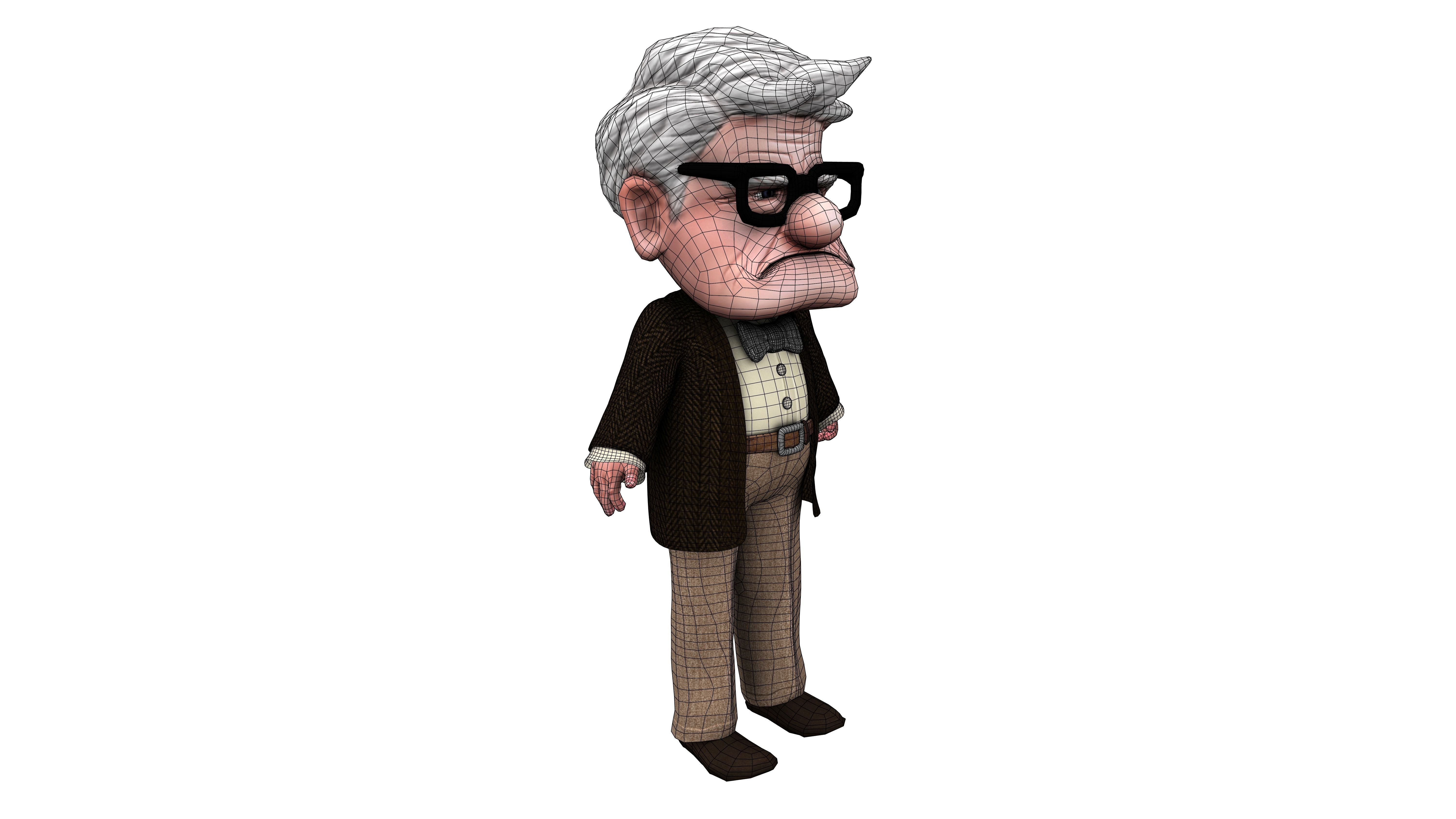 Rigged Granpa Old Man Character Low-poly 3D model_2