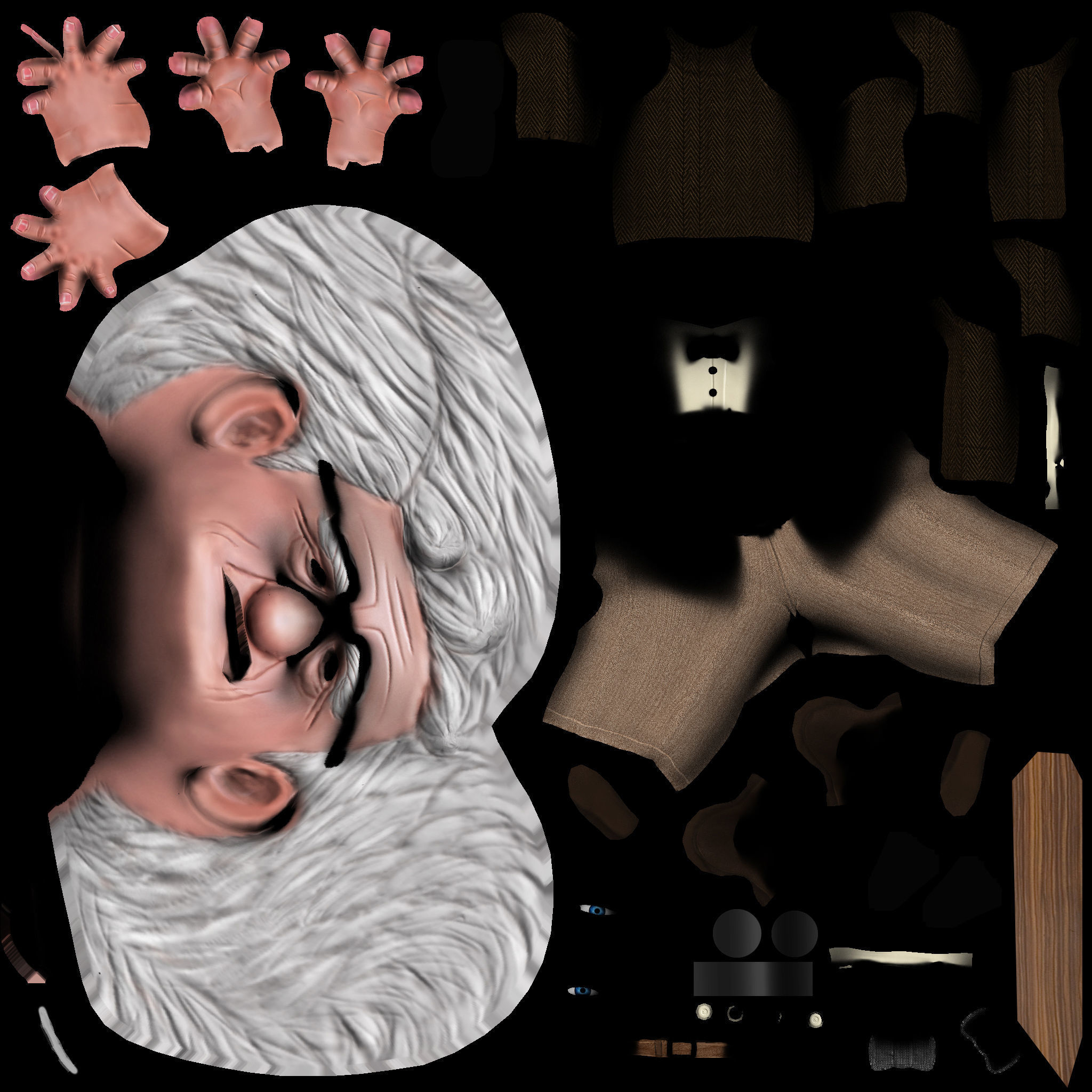 Rigged Granpa Old Man Character Low-poly 3D model_5
