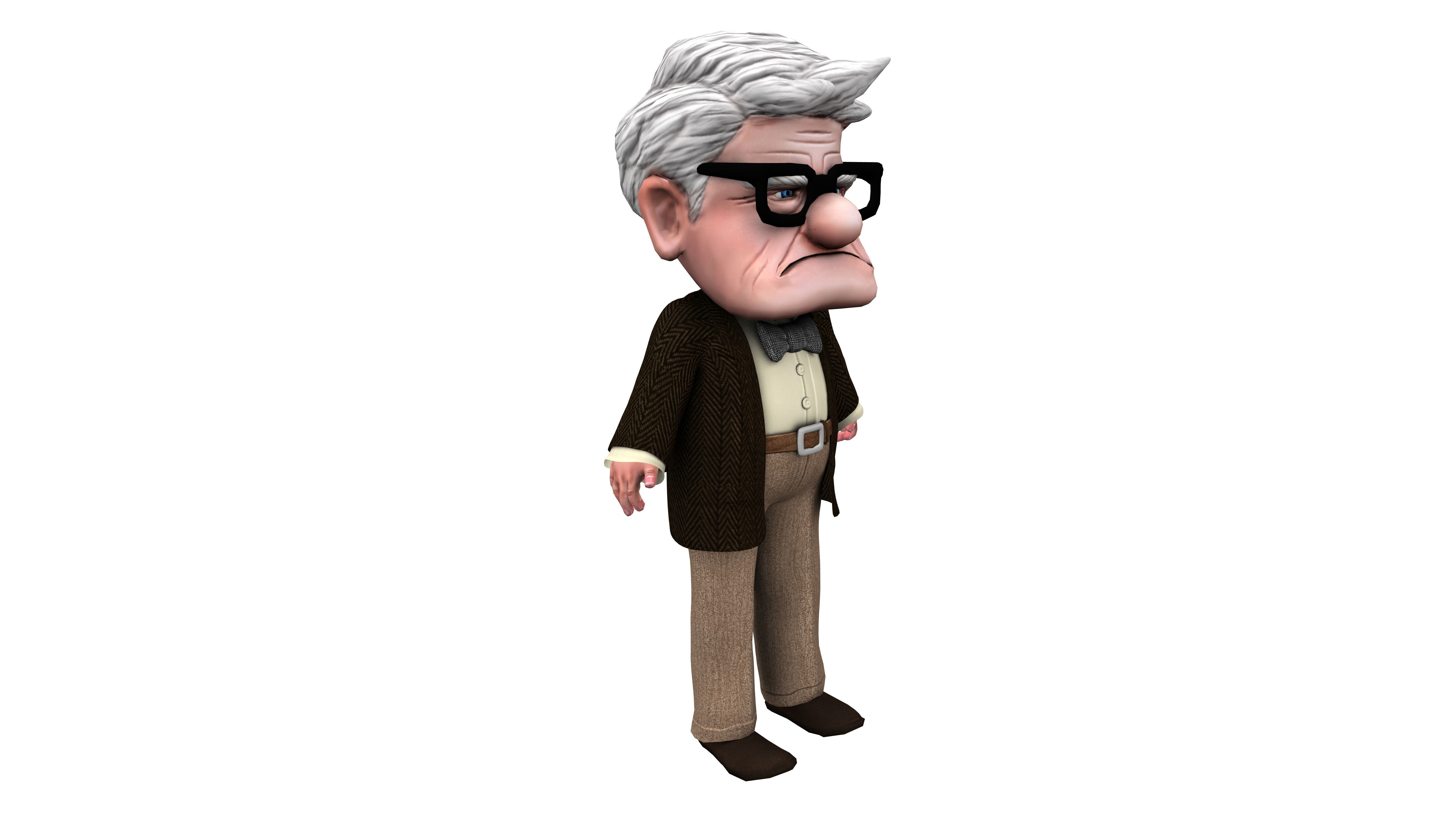 Rigged Granpa Old Man Character Low-poly 3D model_3