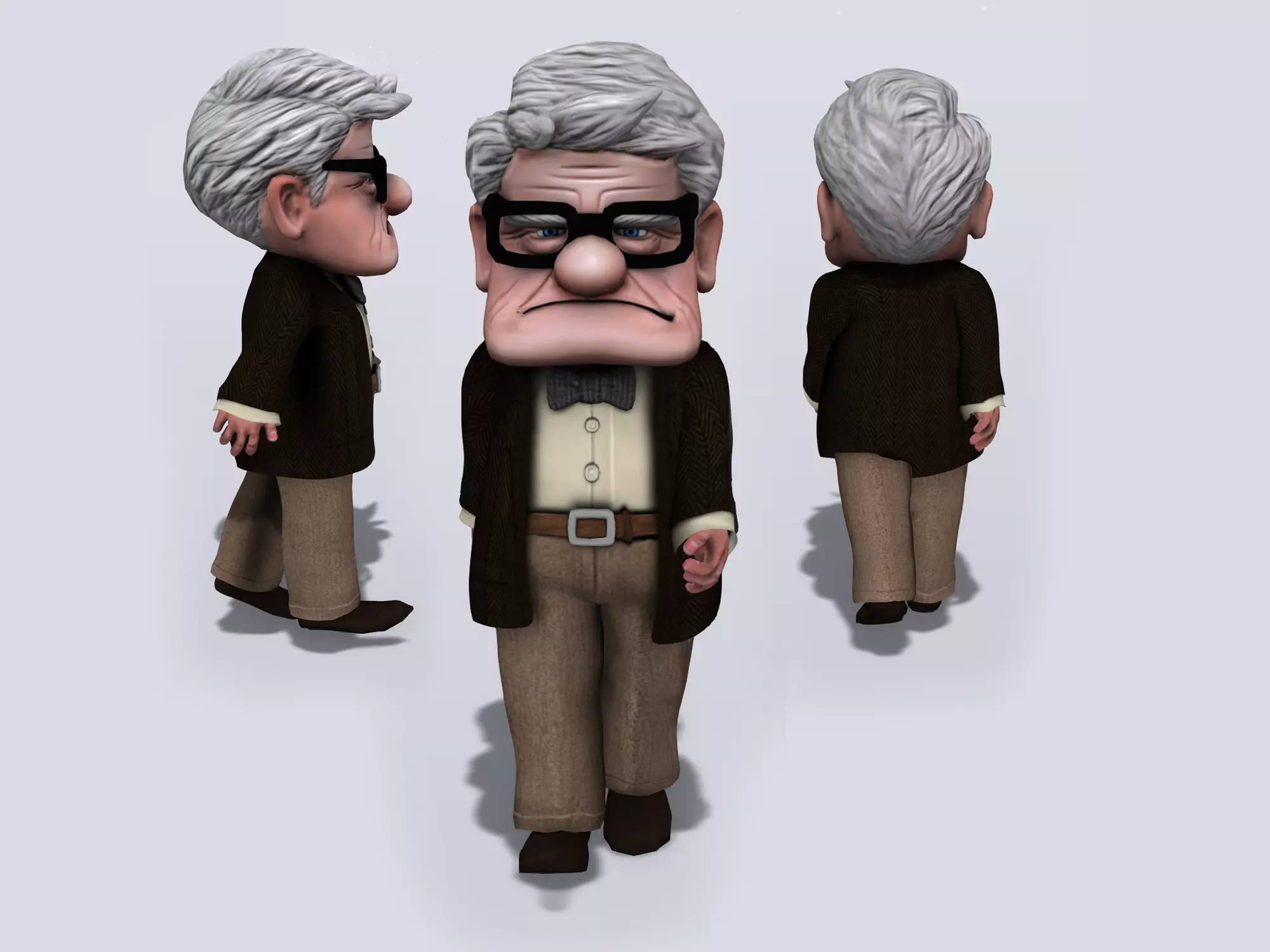 Rigged Granpa Old Man Character Low-poly 3D model_0