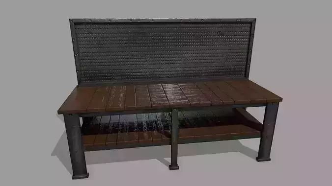 workbench bench made of wood and metal