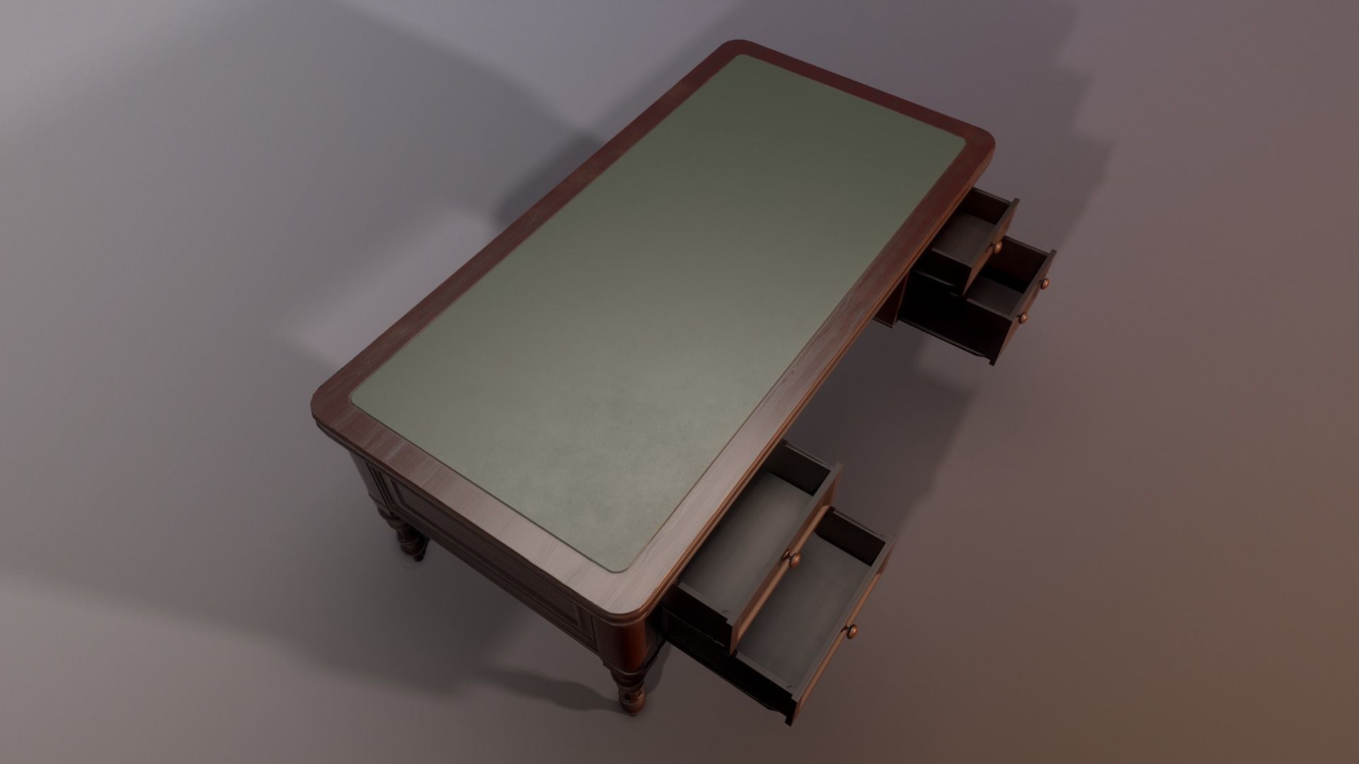 Old wooden table Low-poly 3D model_4