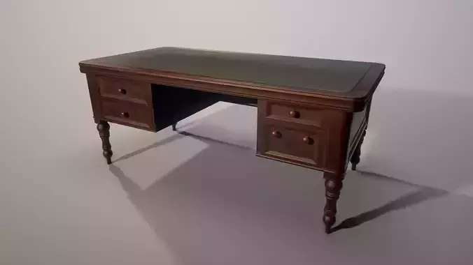 Old wooden table Low-poly 3D model