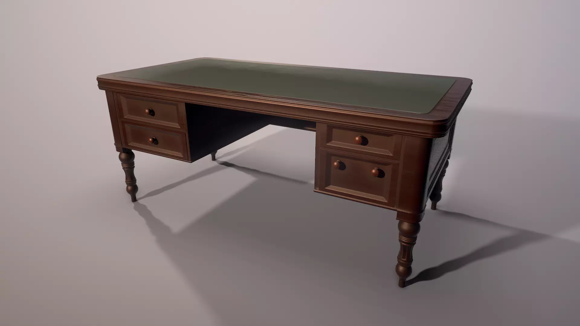 Old wooden table Low-poly 3D model_0