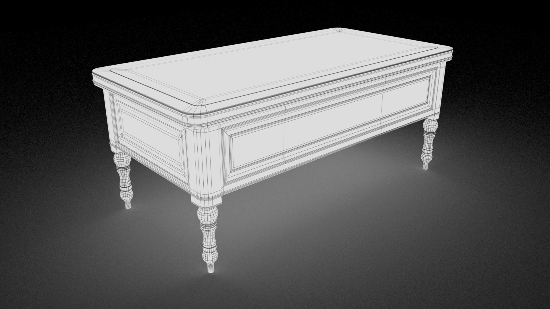 Old wooden table Low-poly 3D model_6