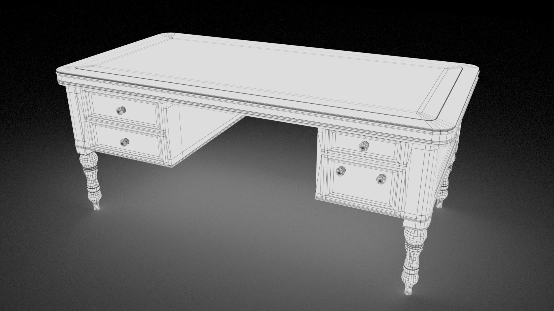 Old wooden table Low-poly 3D model_5