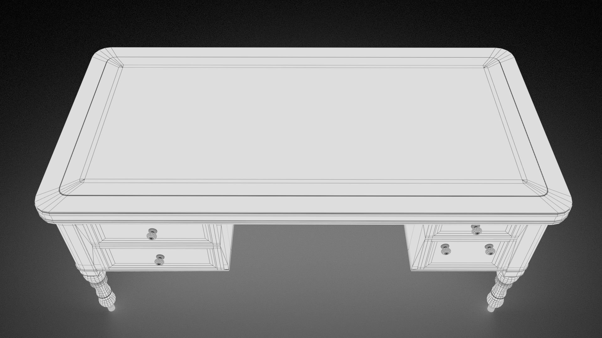 Old wooden table Low-poly 3D model_7