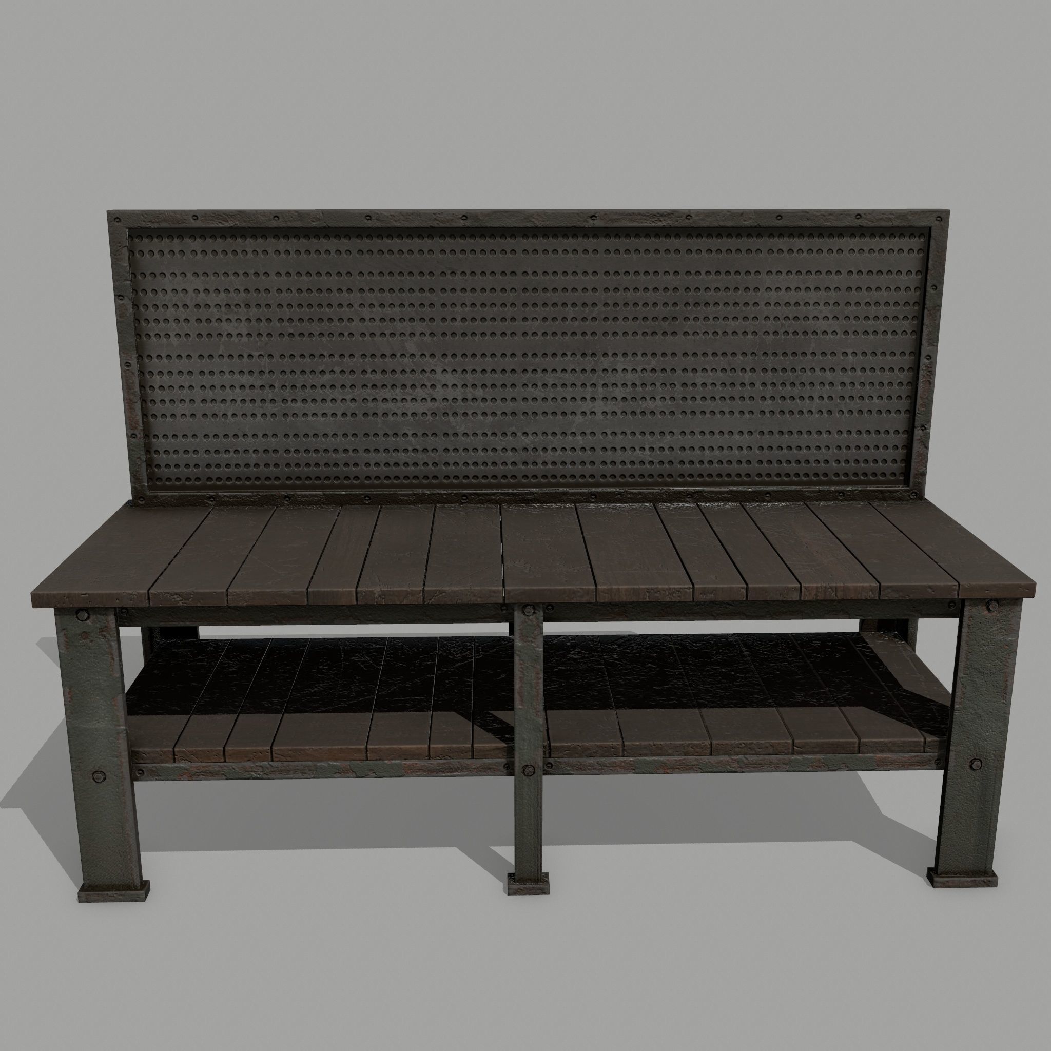 workbench bench Low-poly 3D model_1