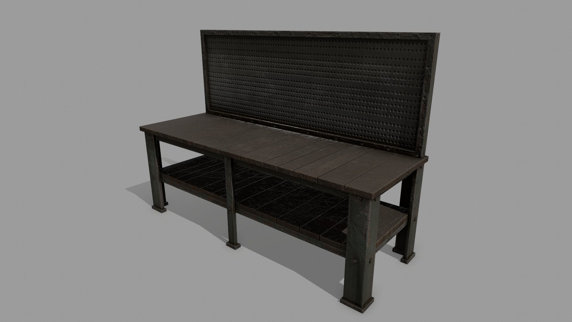 workbench bench Low-poly 3D model_9