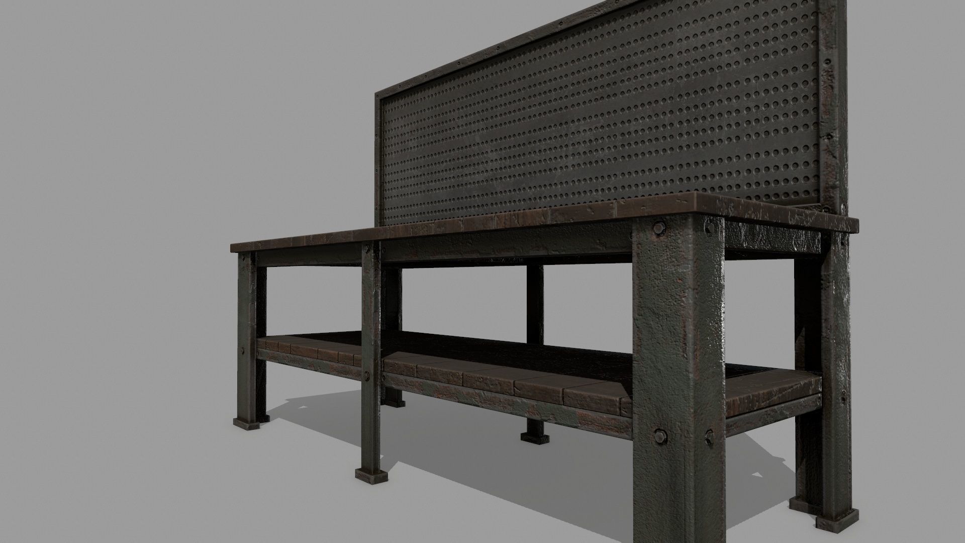 workbench bench Low-poly 3D model_12