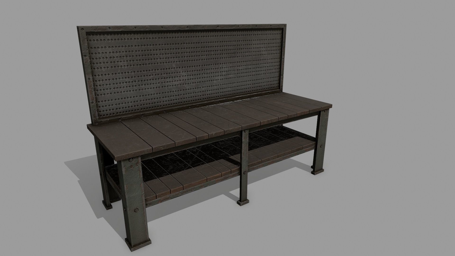 workbench bench Low-poly 3D model_3