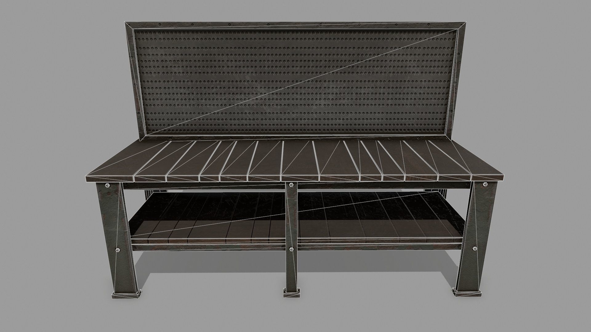 workbench bench Low-poly 3D model_14