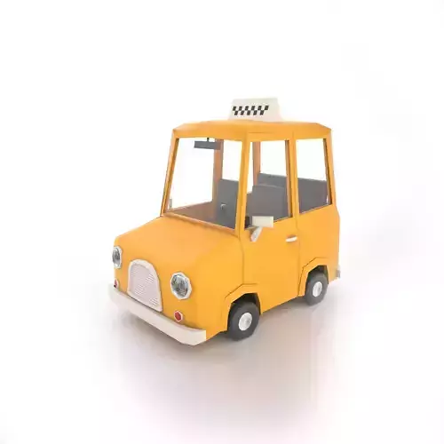Cartoon Taxi Car Gameready LOW POLY