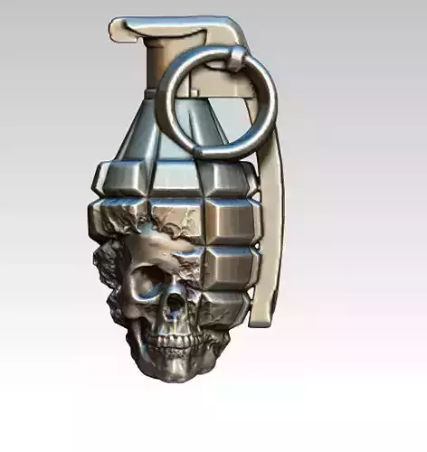 Detailed Grenade Skull Man Jewel Pendant 3D print model
