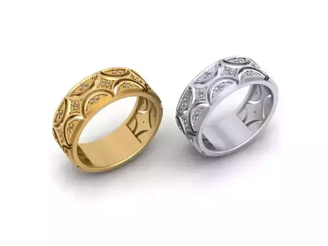 2 rings two gold and silver with diamonds