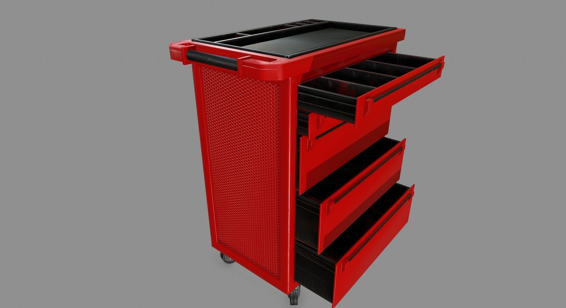 Cupboard tool cart on wheels Low-poly 3D model_10