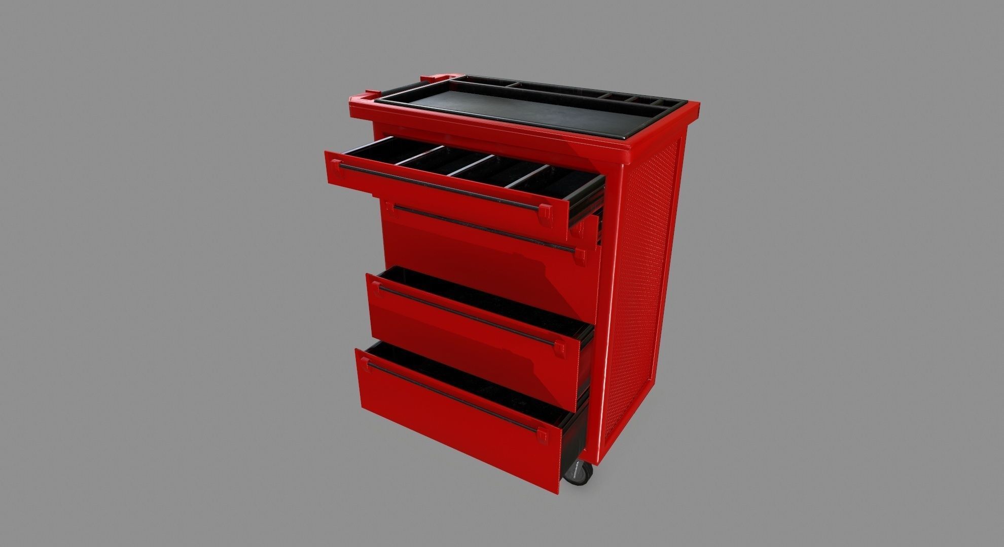 Cupboard tool cart on wheels Low-poly 3D model_8