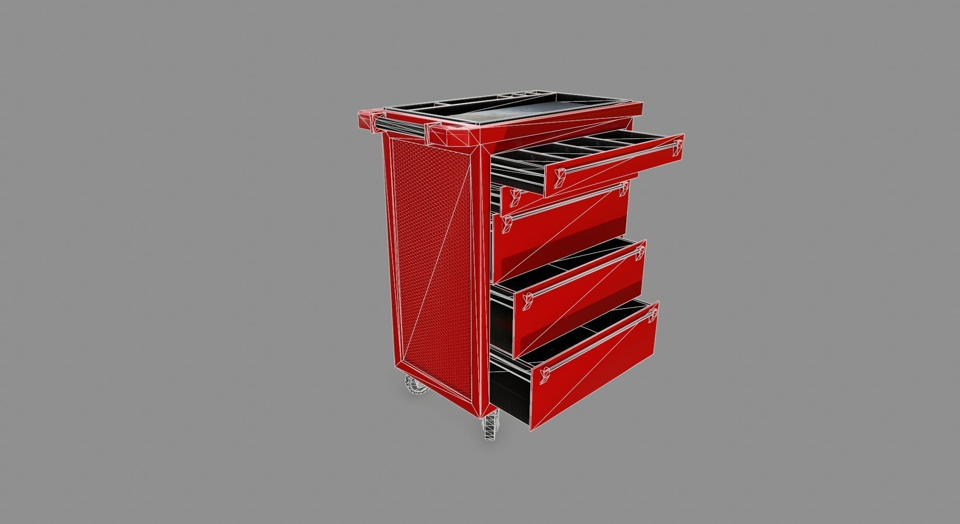 Cupboard tool cart on wheels Low-poly 3D model_14