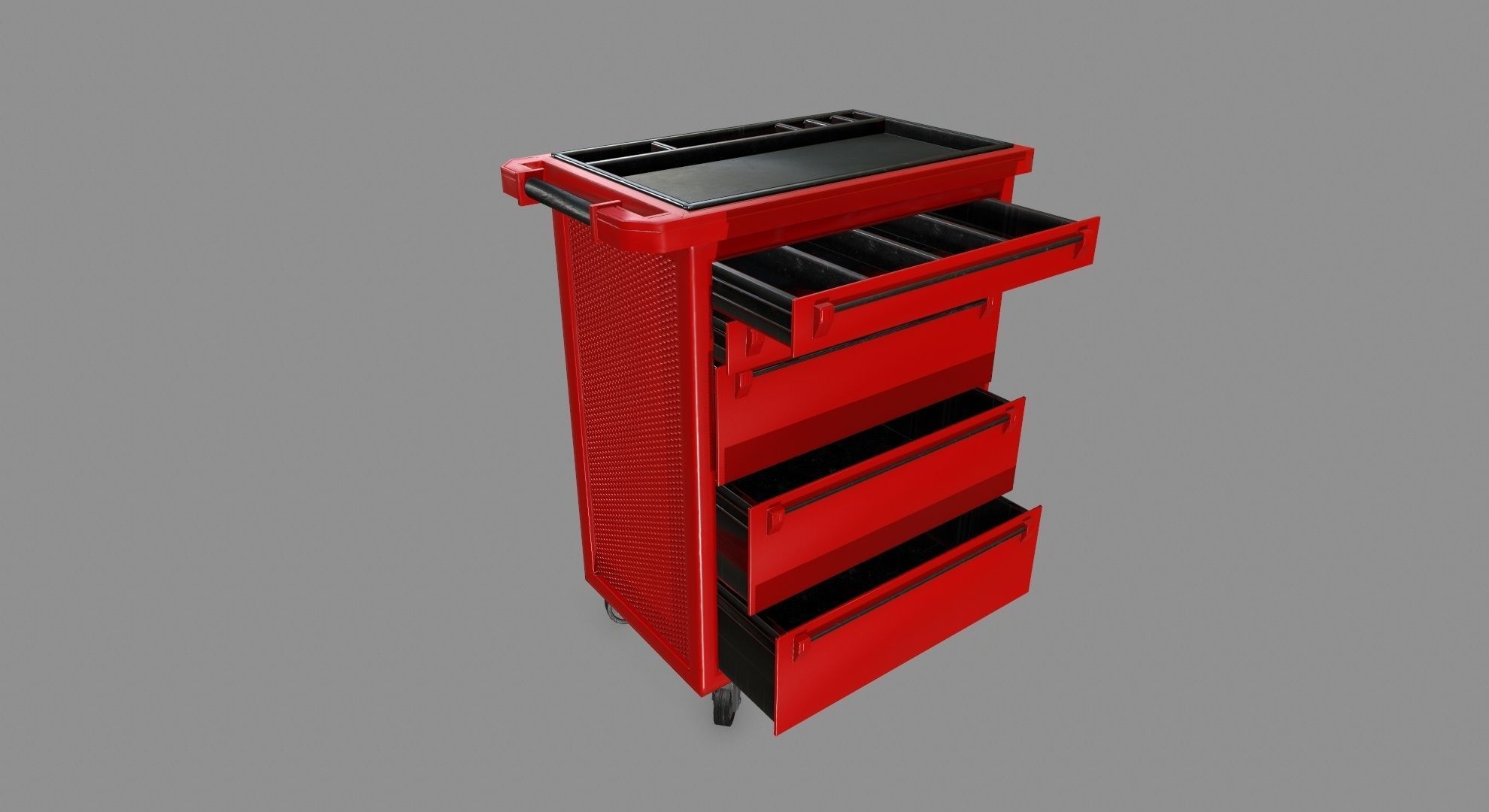 Cupboard tool cart on wheels Low-poly 3D model_2