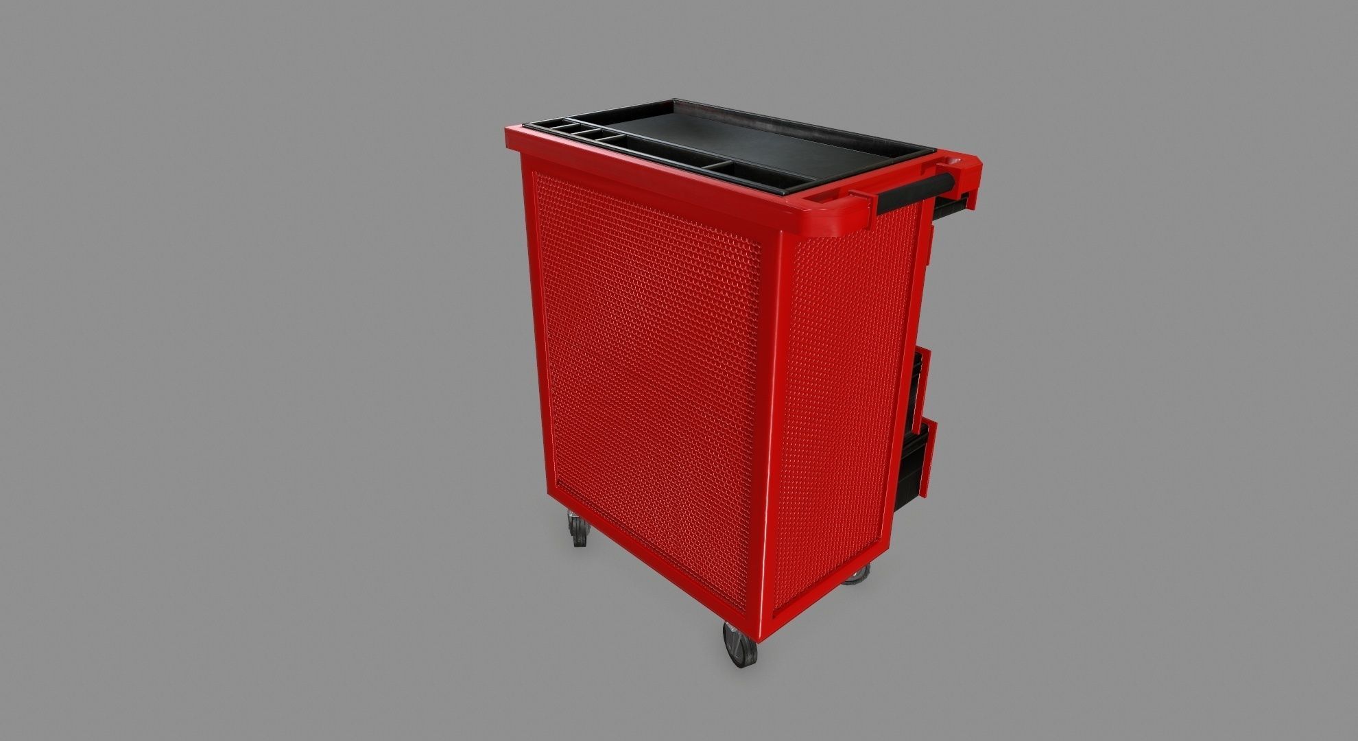Cupboard tool cart on wheels Low-poly 3D model_4