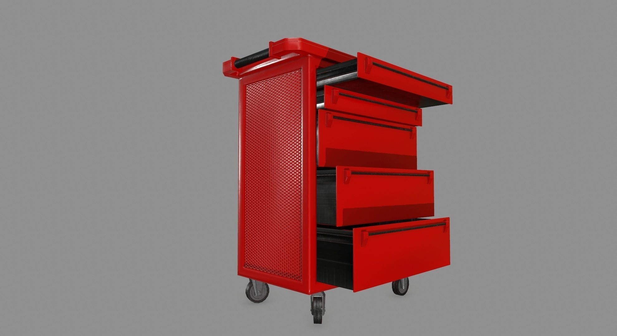 Cupboard tool cart on wheels Low-poly 3D model_13