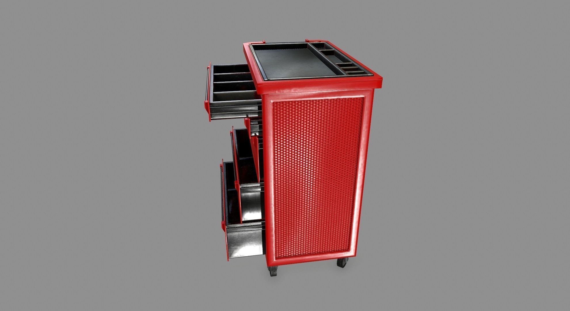 Cupboard tool cart on wheels Low-poly 3D model_7