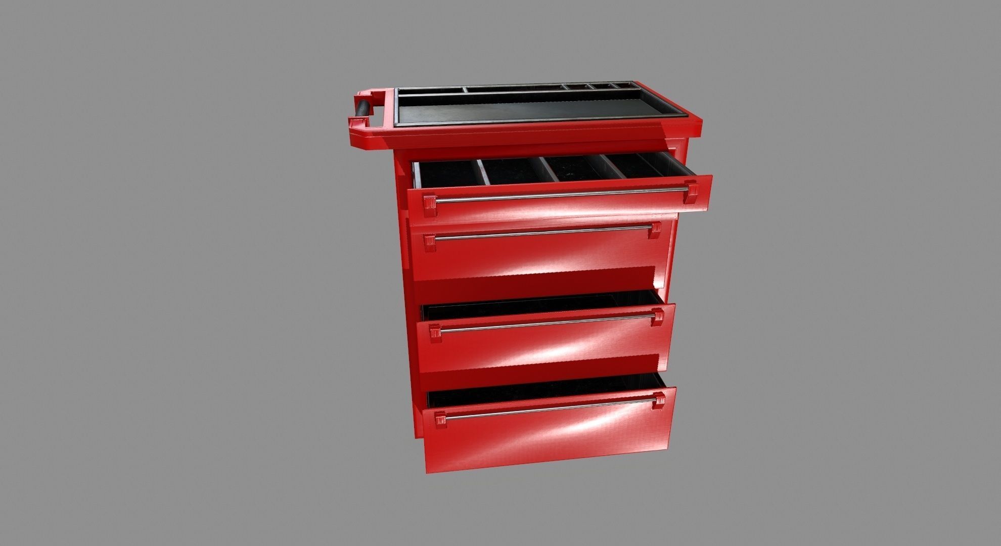 Cupboard tool cart on wheels Low-poly 3D model_9