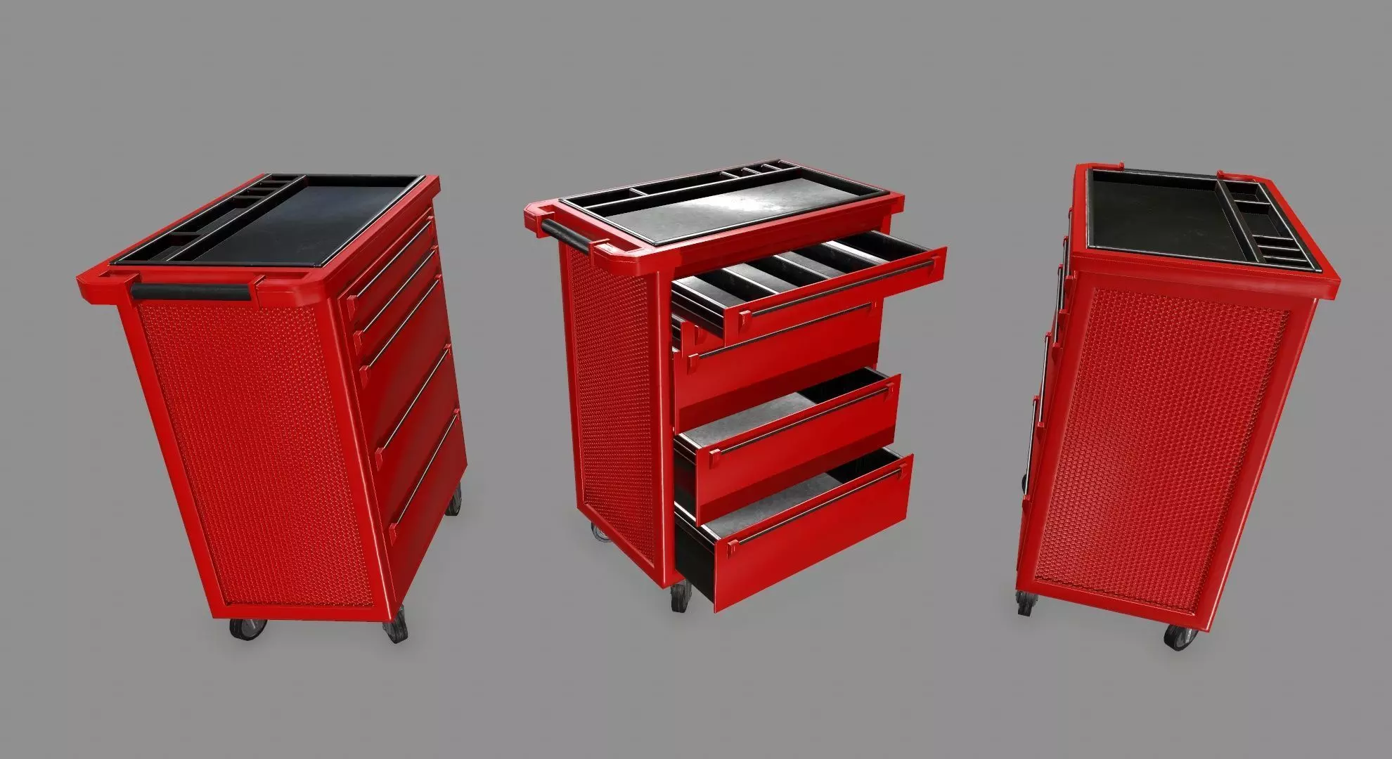 Cupboard tool cart on wheels Low-poly 3D model_0