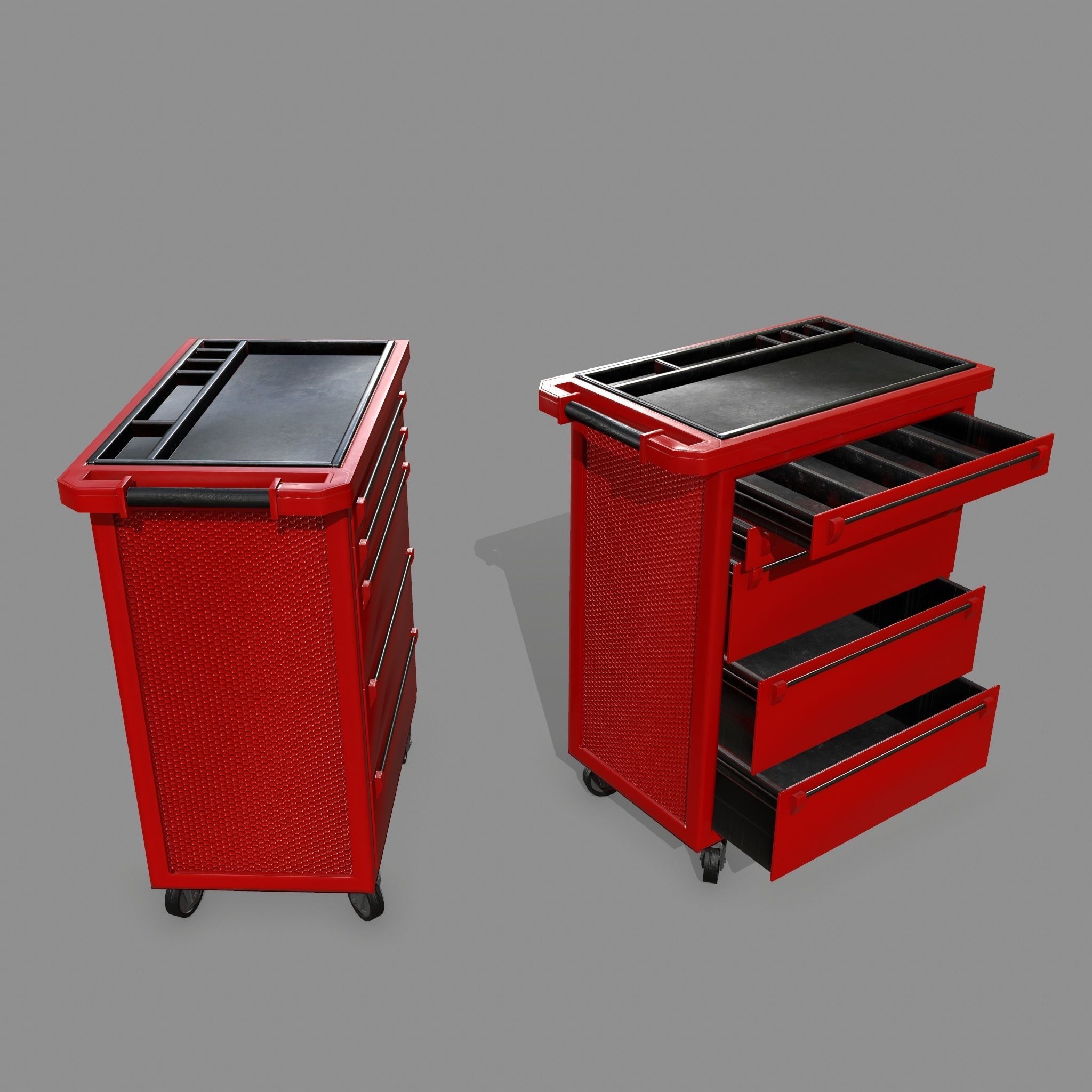 Cupboard tool cart on wheels Low-poly 3D model_1