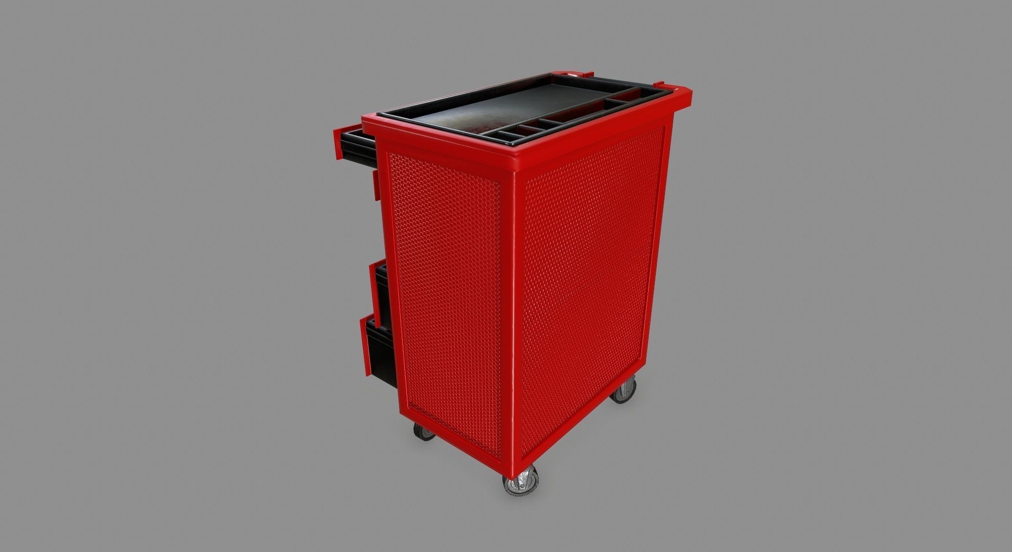 Cupboard tool cart on wheels Low-poly 3D model_6