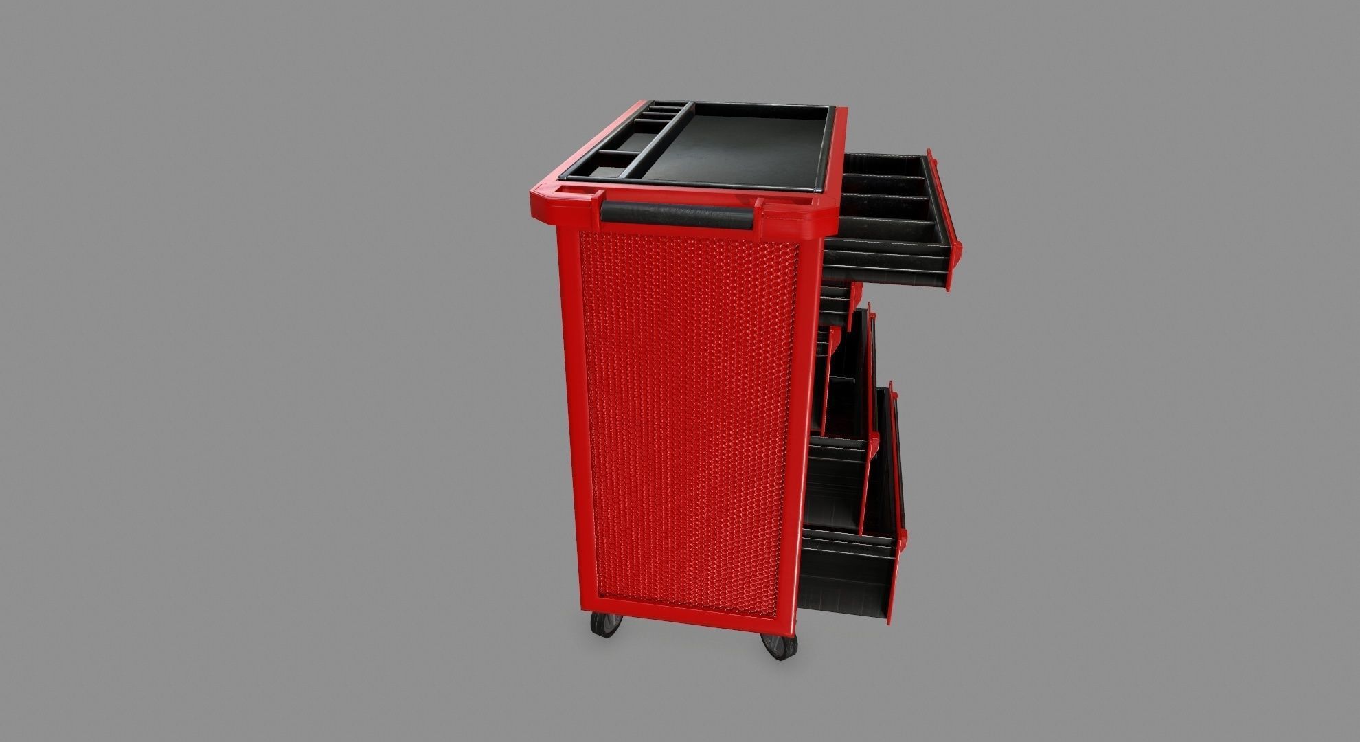 Cupboard tool cart on wheels Low-poly 3D model_3
