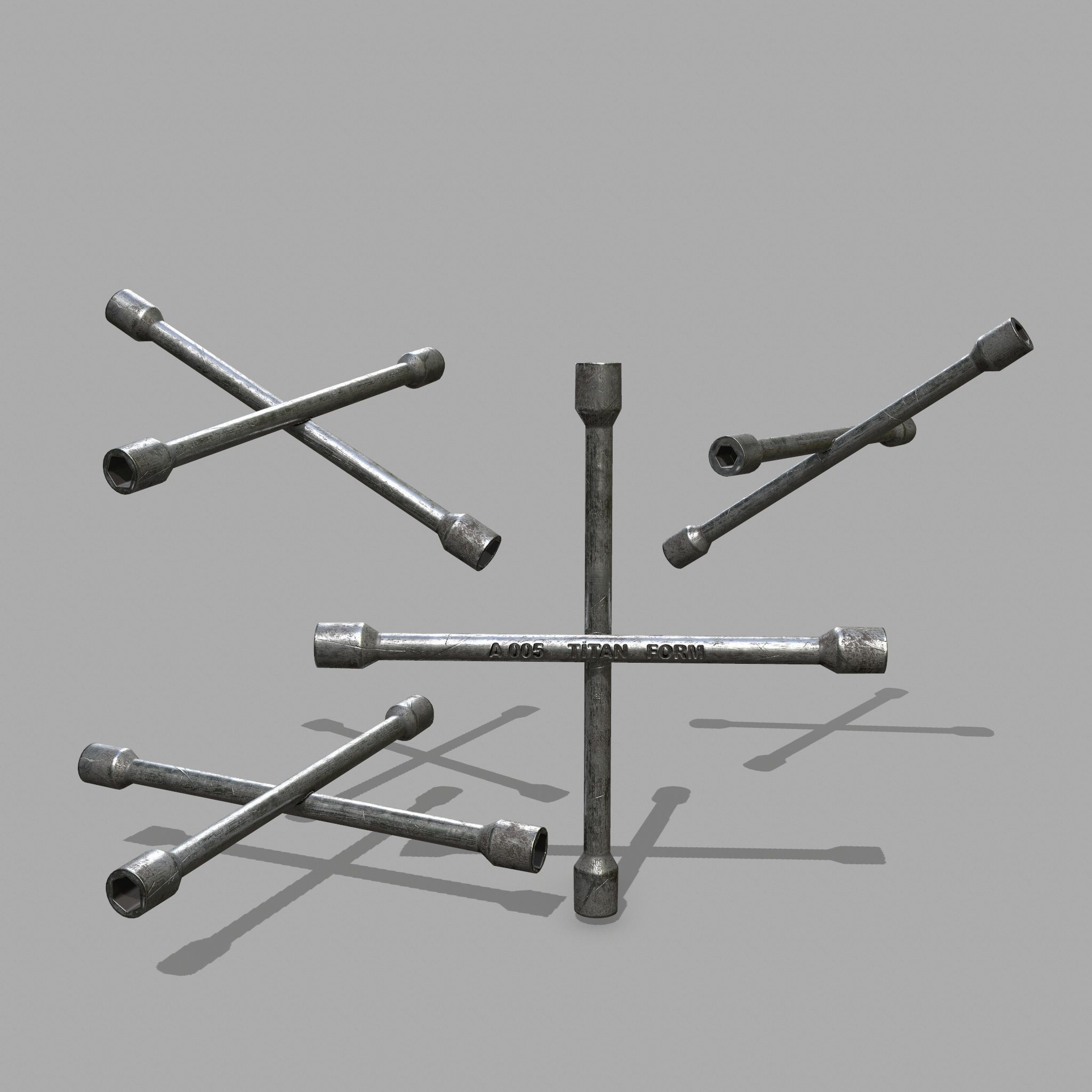   Lug Wrench Low-poly 3D model_2